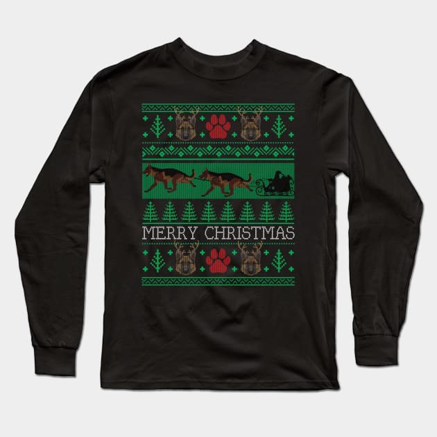 Christmas German Shepherd Dog Lovers Owners Ugly Christmas Sweater Long Sleeve T-Shirt by mrsmitful01